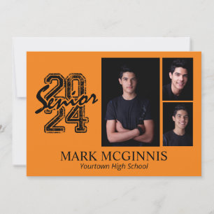 Orange Black High School Class 2024 Graduation Invitation