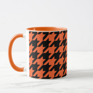 Orange Black Houndstooth Check Mug