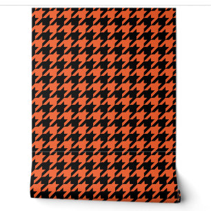 Orange Black Houndstooth Check Wallpaper