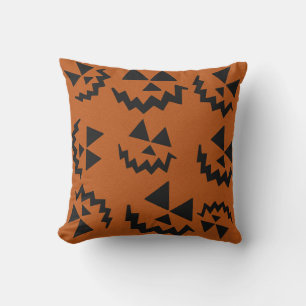 Orange & black Jack O’ Lanterns Throw Pillow