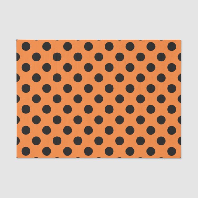 Orange & Black Large Polka Dot Tissue Paper (Front)