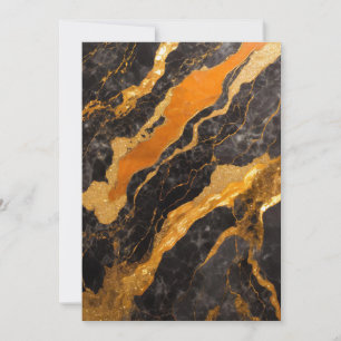 Orange Black Marble Pattern with Gold Invitation