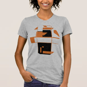 Orange Black MCM-inspired Geometric Abstract Art T-Shirt