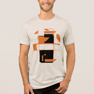 Orange Black MCM-inspired Geometric Abstract Art  Tri-Blend Shirt