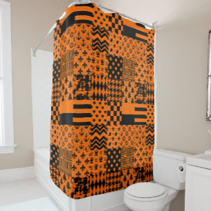 Orange Black Mixed Patterns Patchwork Design