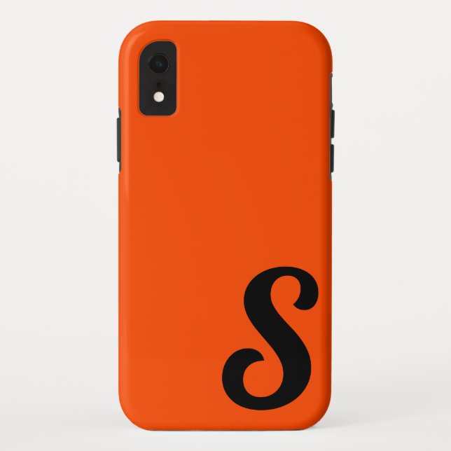 Orange Black Monogram Minimal | Personalize Case-Mate iPhone Case (Back)