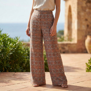 Orange & Black Mosaic Op Art Geometric Pattern Fabric