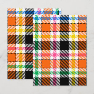 Orange Black Multicolour Flannel Plaid Tartan Postcard
