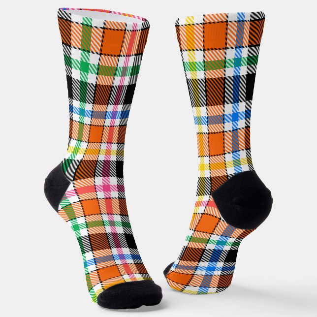 Orange Black Multicolour Flannel Plaid Tartan Socks (Creator Uploaded)