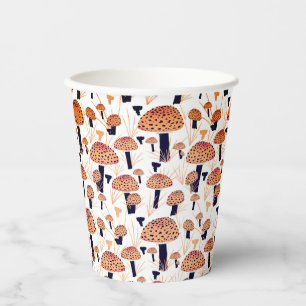 Orange Black Mushroom Fly Agaric Fall Autumn  Paper Cups