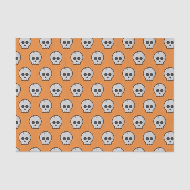 Orange Black Pattern skull Halloween party Tissue Paper (Front)