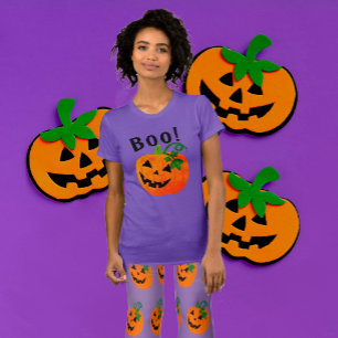 Orange Black Personalized Jack O Lantern Boo T-Shirt