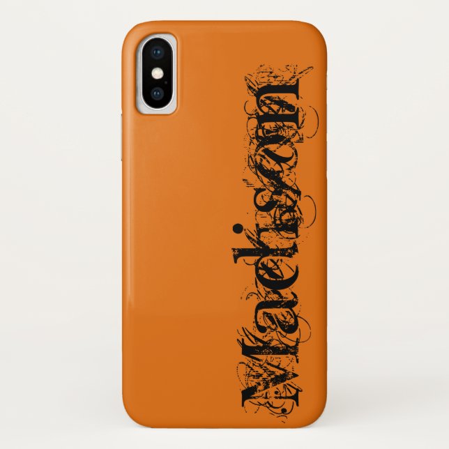 Orange Black Personalized Own Name Halloween Case-Mate iPhone Case (Back)