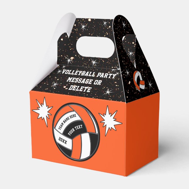 Orange, Black, Personalized, Volleyball Treat Bags Favor Box (Front Side)