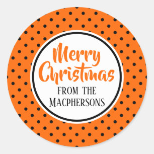 Orange/Black Polka Dots Christmas Stickers
