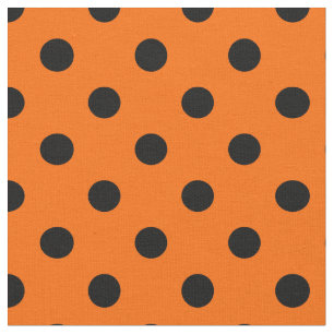 Orange Black Polka Dots Textile Fabric