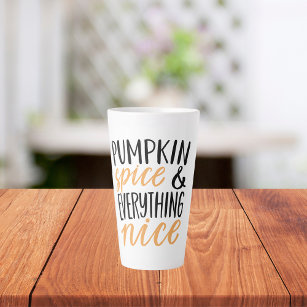 Orange & Black Pumpkin Spice Thanksgiving Quote Latte Mug