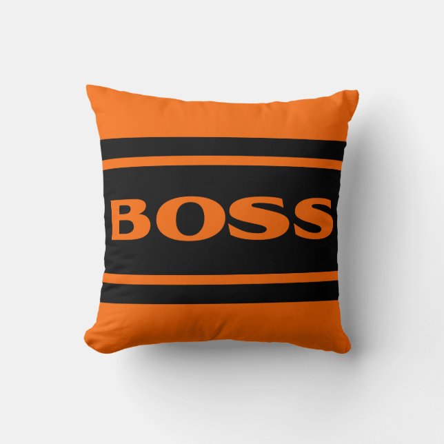 Orange Black Race Stripes Muscle Car Throw Pillow (Front)