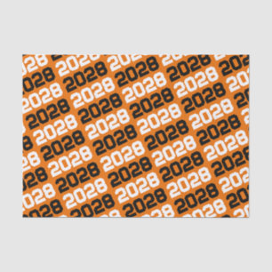 Orange & Black Repeating Class Year Graduation Tissue Paper