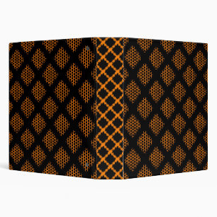 Orange, Black Retro Circles and Dots Binder