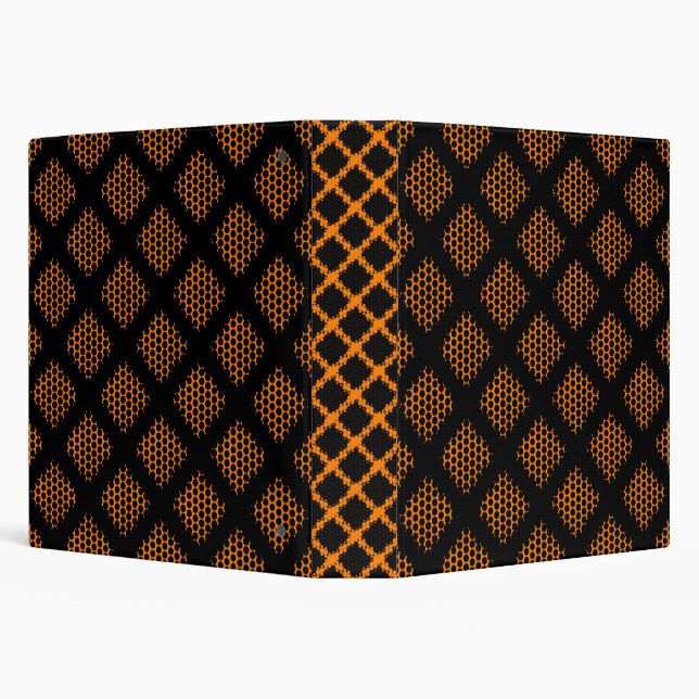 Orange, Black Retro Circles and Dots Binder (Background)