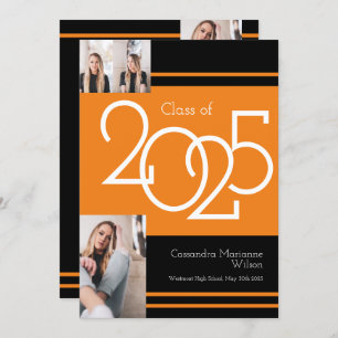 Orange Black School Colour Graduation Announcement