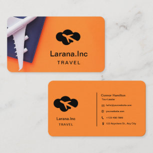 Orange & Black Simple Travel Business Card