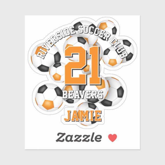 orange black soccer balls cluster team name (Sheet)
