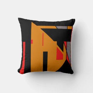 Orange Black Southwest Colours Geometric Abstract Throw Pillow