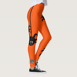 ORANGE BLACK SPIDER HALLOWEEN BUSINESS LOGO CUSTOM LEGGINGS
