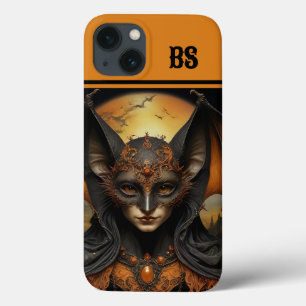 orange & black spooky halloween bat iPhone 13 case