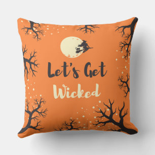 Orange Black Spooky Halloween Throw Pillow