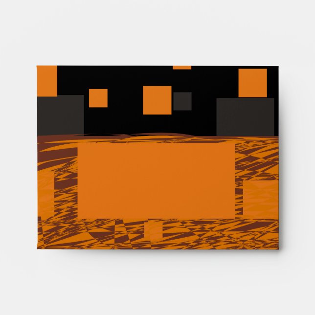 Orange Black Squares Brown Halloween Abstract Art Envelope (Front)