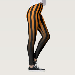 Orange Black Stripe Fade To Black Leggings