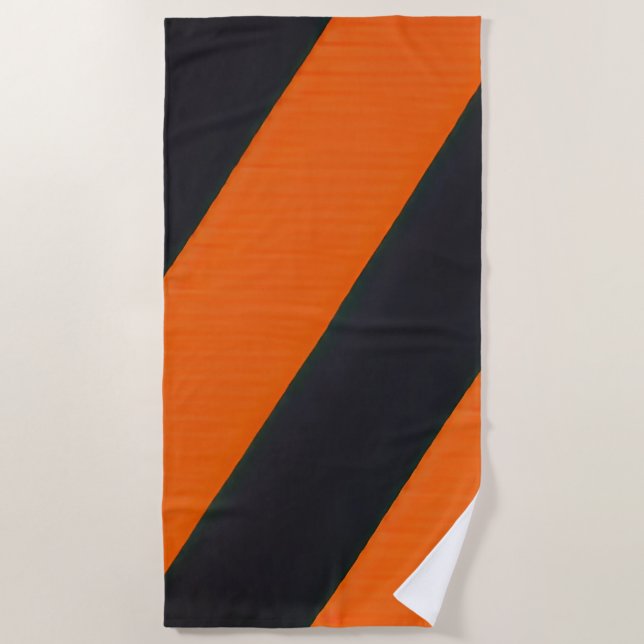 orange black stripes beach towel (Front)