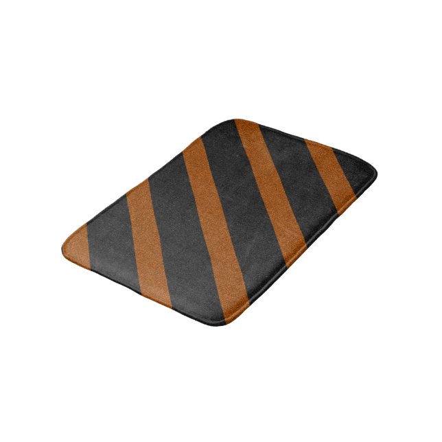 Orange & Black Stripes Glitter Bath Mat (Angled)