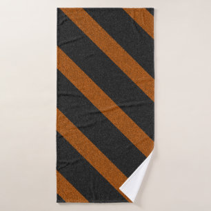 Orange & Black Stripes Glitter Bath Towel