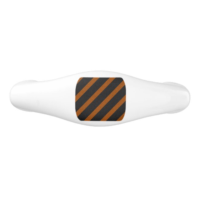 Orange & Black Stripes Glitter Ceramic Drawer Pull (Front)