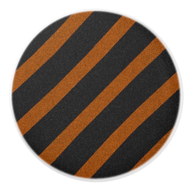 Orange & Black Stripes Glitter Ceramic Knob (Front)