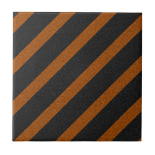 Orange & Black Stripes Glitter Tile