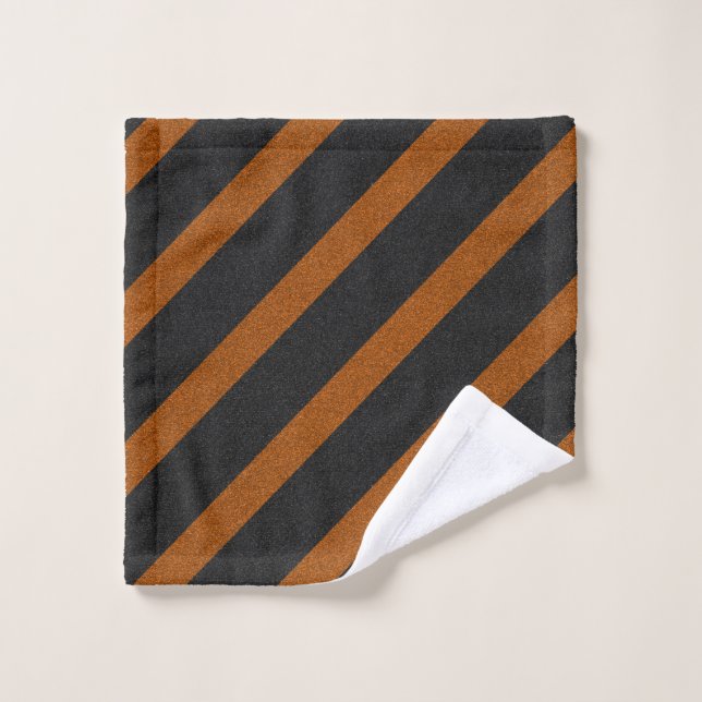 Orange & Black Stripes Glitter Wash Cloth (Wash Cloth)