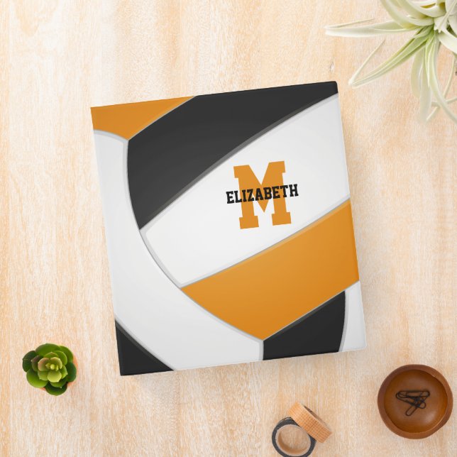 orange black team colours girls boys volleyball binder (In Situ)