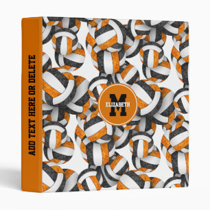 orange black team colours girly volleyball pattern binder