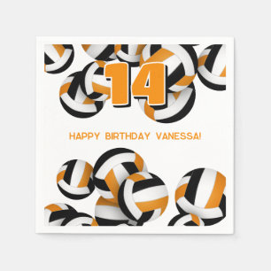 orange black team colours volleyball kids sports napkin