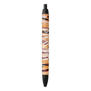 Orange Black Tiger Animal Print Black Ink Pen