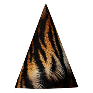Orange Black Tiger Fur Party Hat