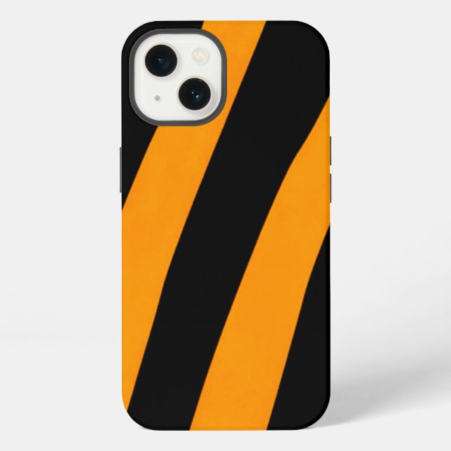 Orange Black Tiger Skin inspired Stripes Pattern iPhone Case (Back)