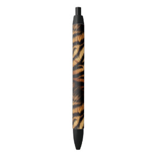 Orange Black Tiger Stripes Animal Print Black Ink Pen