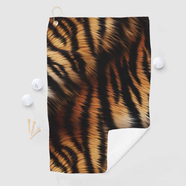 Orange Black Tiger Stripes Animal Print Golf Towel (InSitu)
