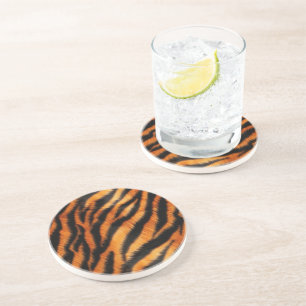 Orange Black Tiger Stripes Coaster